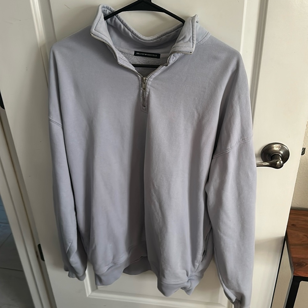 light blue brandy melville quarter zip